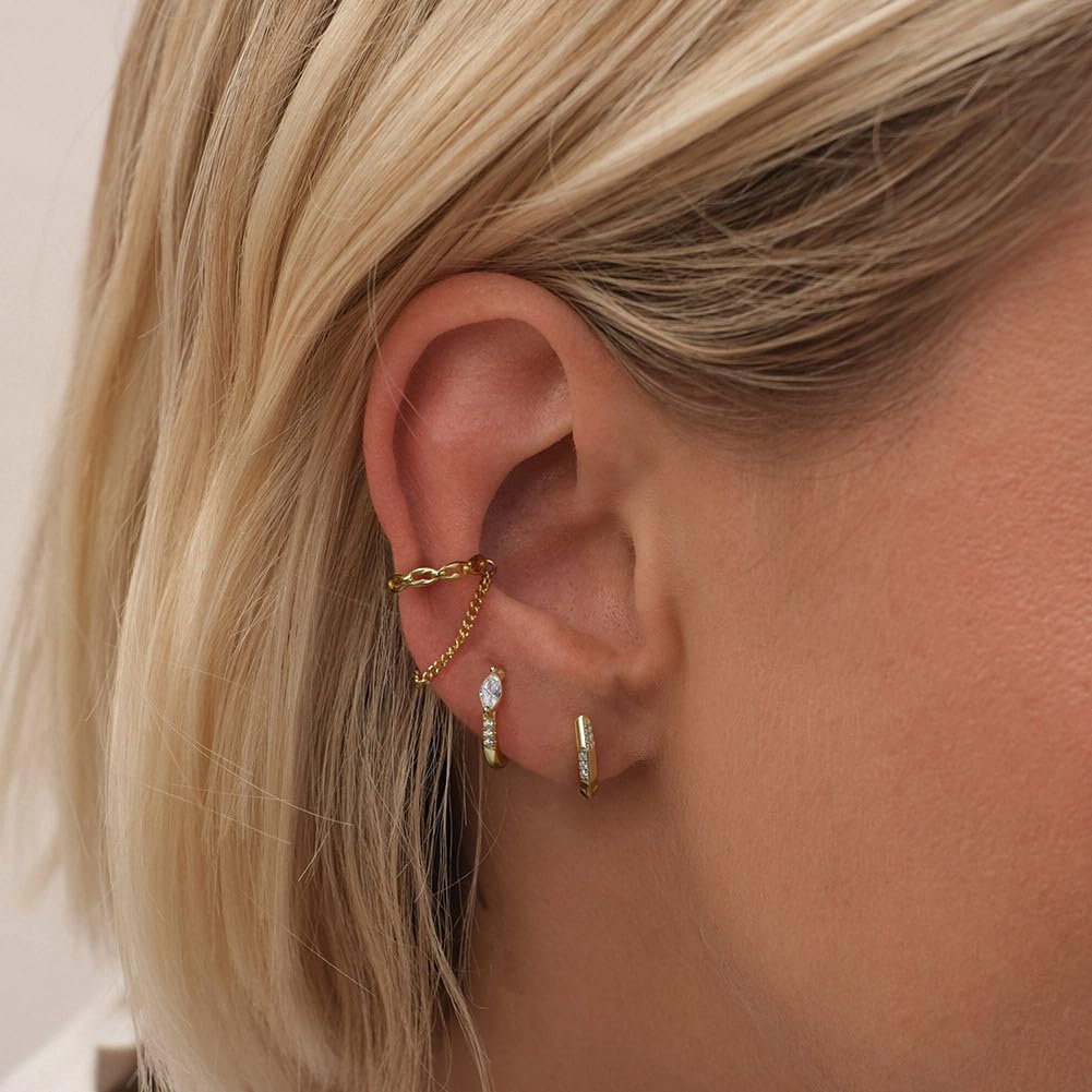 WBDWWTD Creolen aus Sterlingsilber mit Kubikzirkonia für Damen. Atemberaubende Creolen aus 14-karätigem Gold für Damen, idealer Schmuck mit Kunstdiamanten