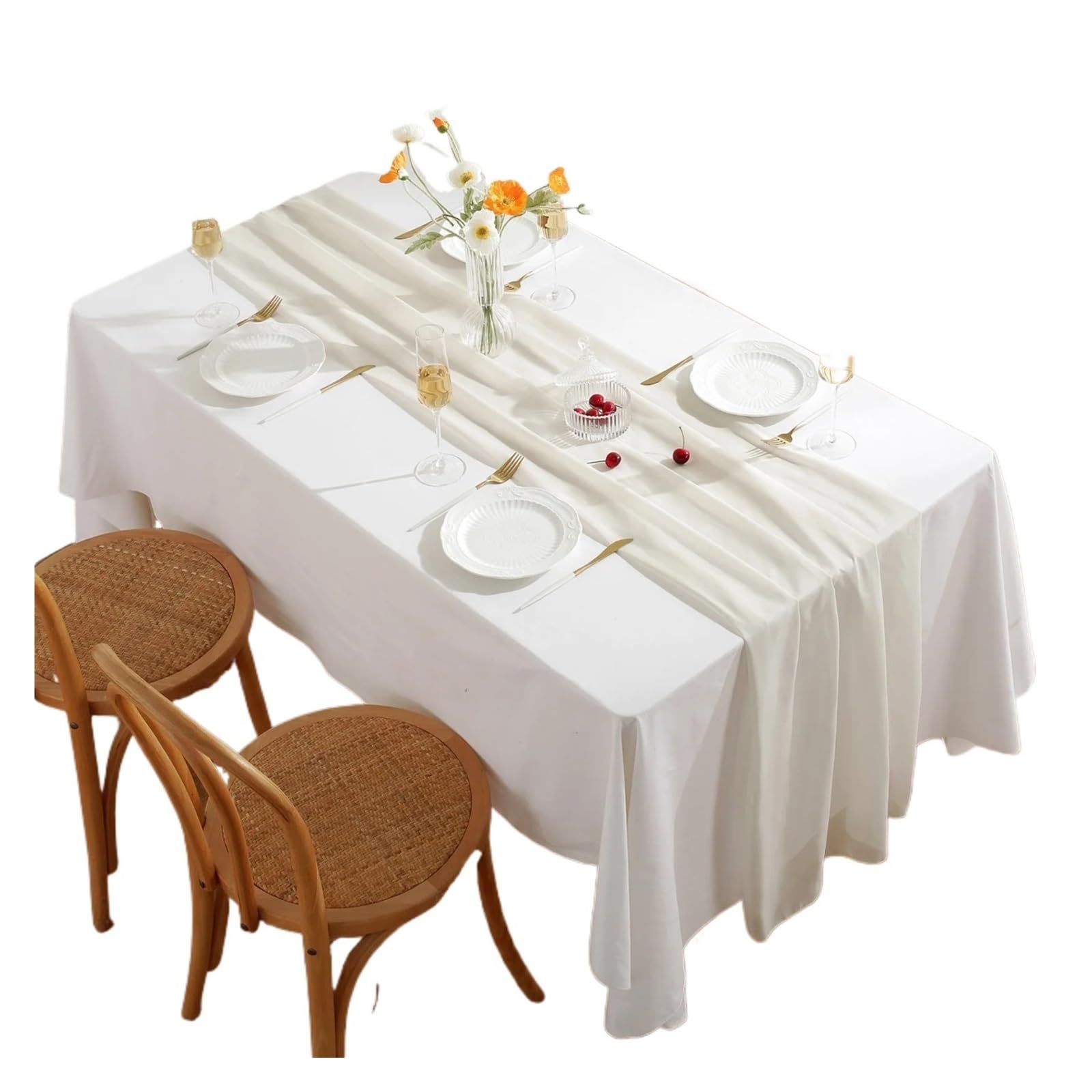 Chiffon Table Runner Chiffon Table Runner Chair Sash Romantic Wedding Runners For Party Decoration(Beige,30x180cm)