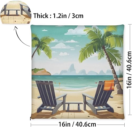 Miniatura 3 de Bardic Chair Cushion 1 Pack Beach Palm Tree Memory Foam Seat Cushion Tropical Sea Removable Square Chair Pads for Kitchen Dining Office Chairs and