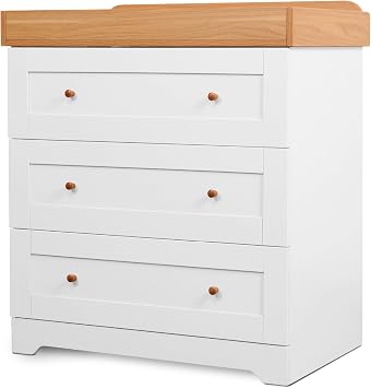 Tutti Bambini Rio Chest Changer, 3 Drawer Baby Dresser - Dove Grey/Oak