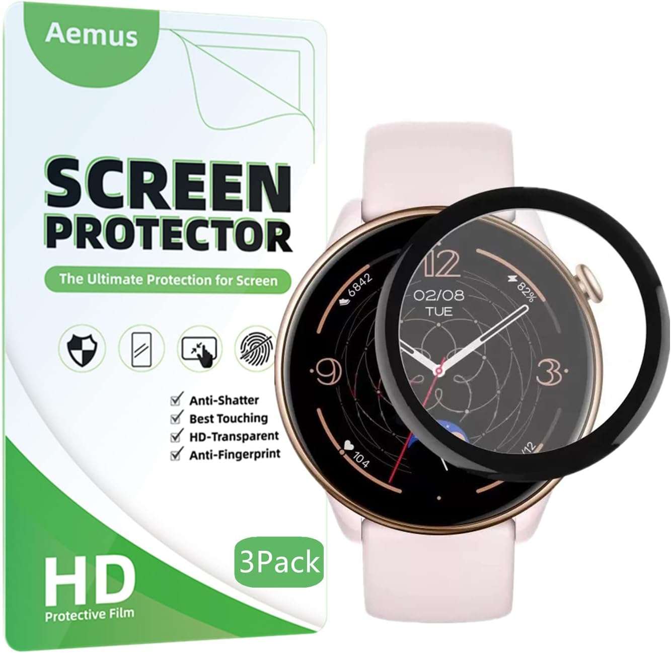 Screen Protector Compatible for Amazfit GTR Mini (3 Pack) Smart Watch 3D Full Coverage Protective Film