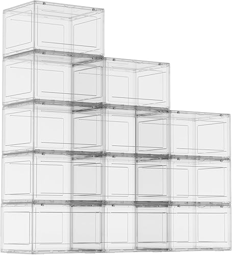 Miniatura 4 de Zopnny Paquete de 12 cajas de almacenamiento de zapatos, caja organizadora de zapatos apilable de plástico, contenedores de zapatos con puerta