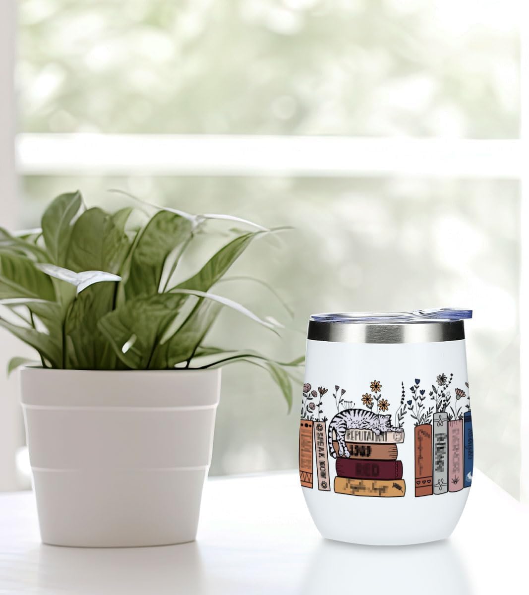 Inspired Tumbler Book Decor Book Lovers Gifts Bookish Coffee Mug Music Lover Gift for Women Grandma Appreciation Birthday Christmas 12 Oz Wine Tumbler Stainless Steel Coffee Thermos with Lid - Image 5