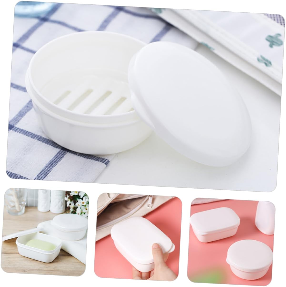 Alipis 4pcs Portable Leakproof Soap Box Cover Travel Soap Container for Home and Outdoor Use Lightweight and Compact Design for Showers Camping and Business Trips