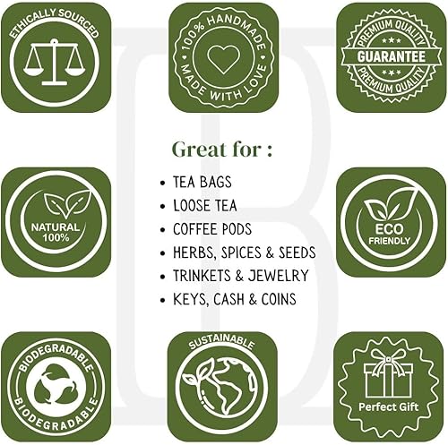 Miniatura 7 de Caja de té de madera, organizador de cofre con 6 compartimentos de almacenamiento para una variedad de especias y hierbas de té sueltas, natural,