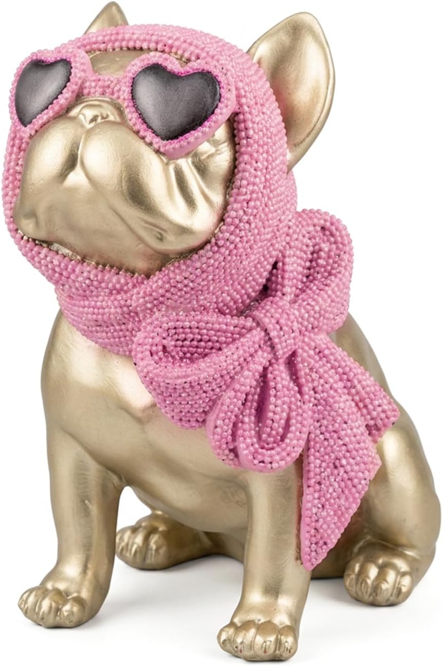 Gold French Bulldog Statue, Resin Dog Figurine Sculpture Decor