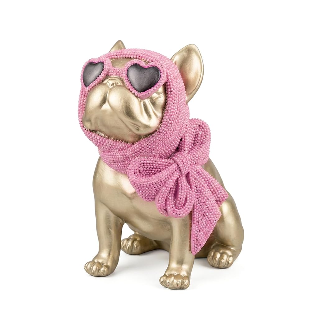 Gold French Bulldog Statue, Resin Dog Figurine