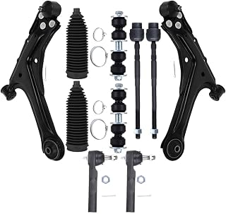 Front Lower Control Arm w/Ball Joint fit 1995-2005 for Chevy Cavalier for Pontiac Sunfire, Suspension Kit with Inner Outer Tie Rod End w/Steering Boot Sway Bar Link - 10pc Set