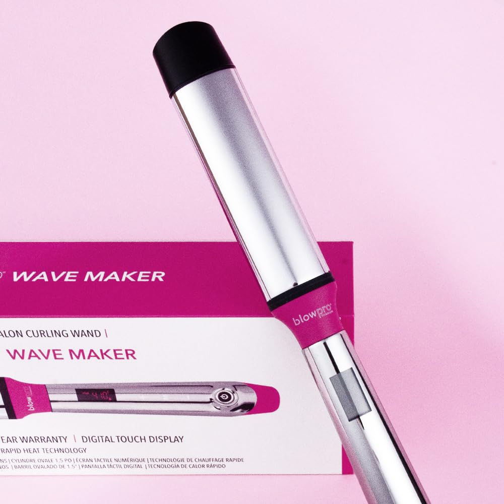 blowpro Professional Salon Wavemaker, 1.5" Oval Titanium Barrel, Rapidly Heats to Max Temp in 60 Seconds, 3 Preset Temp Options, Easily Creates Gorgeous S Shaped Waves or Even Classic Soft Curls,