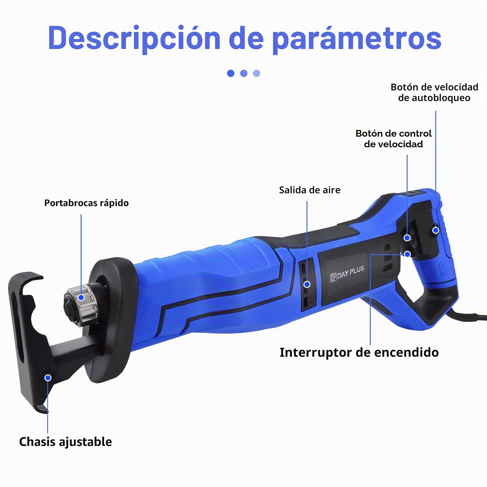 Potente sierra alternante 900 W 240 V velocidad variable sierra de sable eléctrica con cable, sierra alternante con herramienta menos cambio de cuchilla
