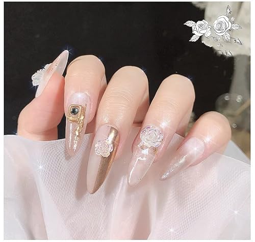 100 Pcs 3D Resin Nail Charms Multi Shapes Glitter Crystal Camellia Bowknot Love Heart Bear Nail Rhinestones Gems Diy Nail Art Decoration Accessories (04 Green) #TOP2