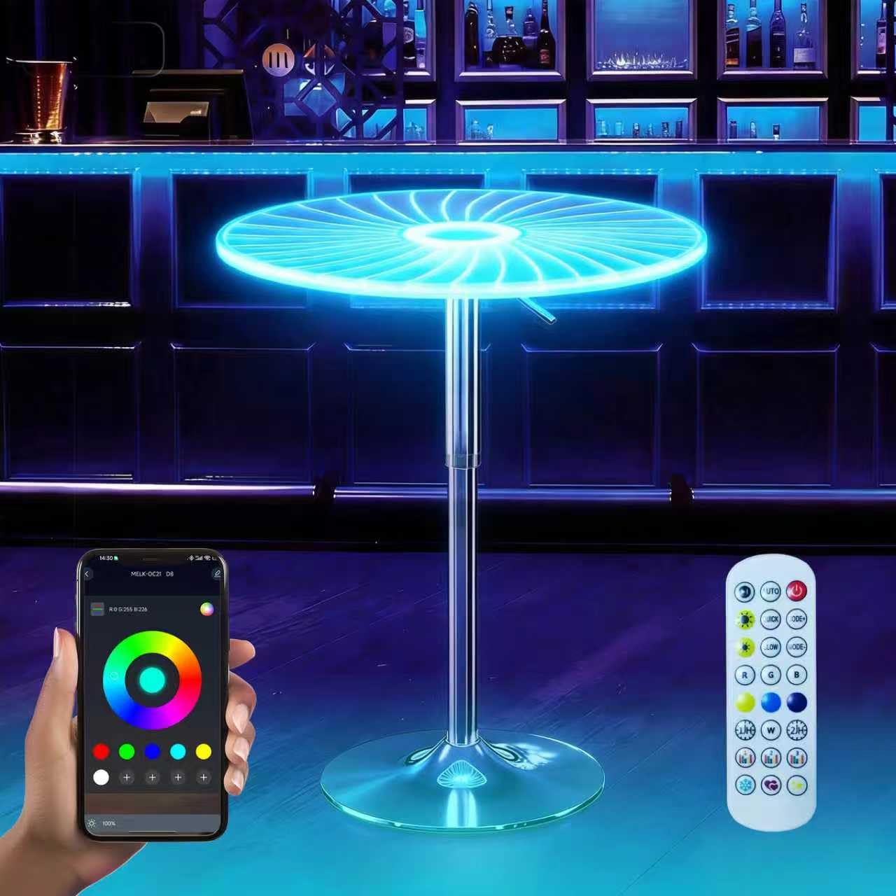 HOMEMORE Bar Tables Bar Lighted Tables Interactive Lighted Tables Game Table Suitable for Indoor/Outdoor Bar, Cafe, Bistro, Dining