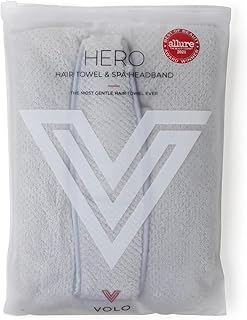 VOLO Luna Gray Hero Hair Towel + Facial Spa Headband for Women | Wrap Towel + Headband for Washing Face & Makeup | Ultra-Soft, Fast Drying, Anti-Frizz Nanoweave Fabric | Reusable Package | Microfiber