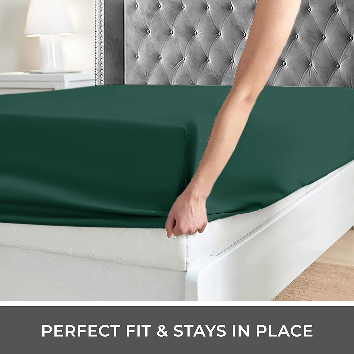Imperial Rooms Fitted Sheet 40 Cm, Extra Deep Brushed Microfiber Bed Sheets Easy Care Soft Fitted Bed Sheet - Image 2