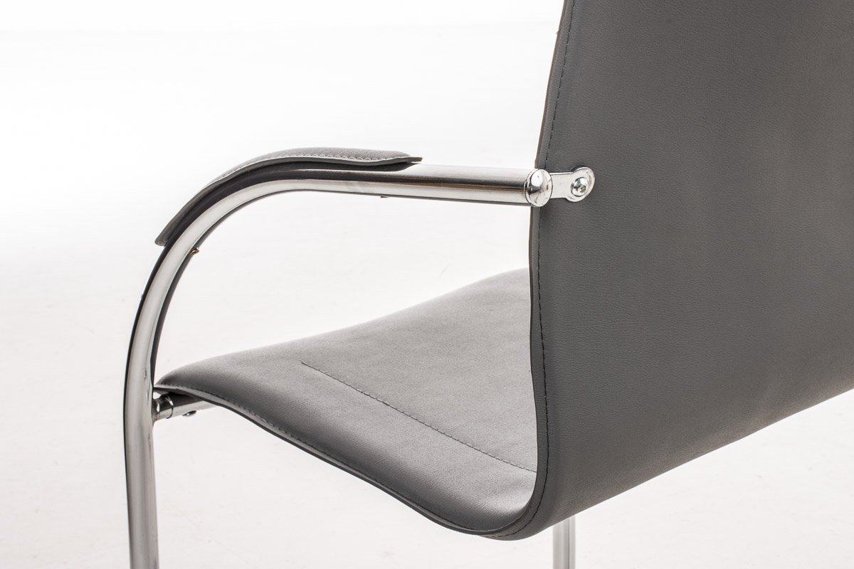 CLP - Melina, sedia per sala d’attesa a cantilever con braccioli, seduta in similpelle, con struttura in metallo Contemporaneo Grey