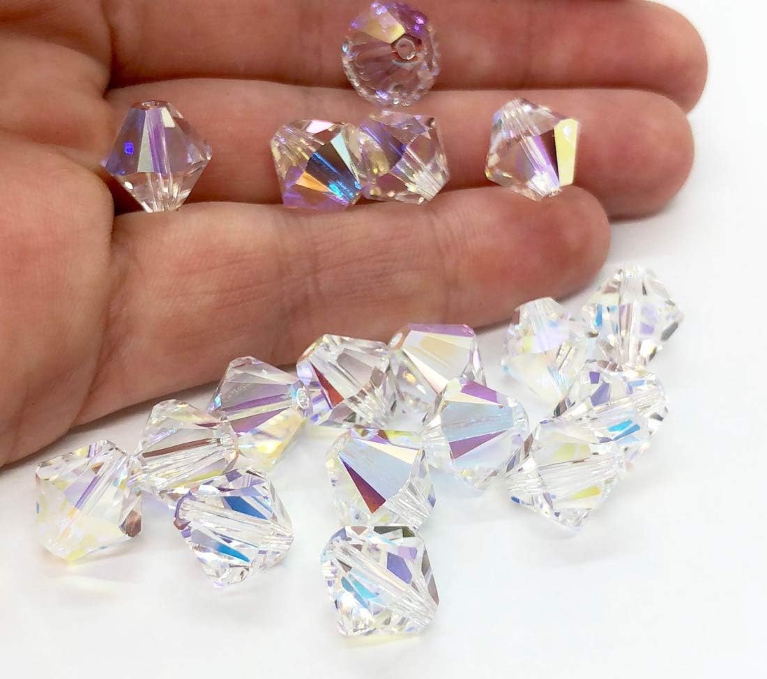 100pcs Authentic Preciosa 6mm Faceted Bicone Crystal Loose Beads Crystal AB Compatible with Swarovski 5301/5328 for DIY Jewelry Making Pre-B602 - Image 2