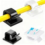 Topavatop 100pcs Adhesive Cable Clips, Cable Organizer for Cable Management, Wall Holder for Cables, Solid Clips for Wall, Desk, Car, TV, Ethernet Cable (Small, Clear)