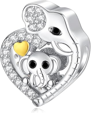 Elephant Love Charms for Women Charm Bracelets, 925 Sterling Silver Mothers Day Halloween Birthday Christmas Jewelry Gift for Women