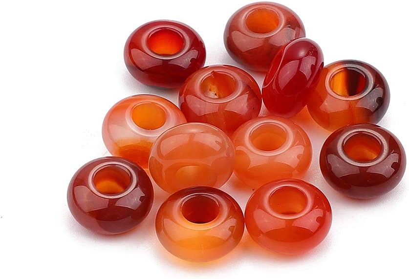 Natural Red Agate Rondelle Stone with Large Hole (5.5mm) Loose Semi Gemstone Beads for Jewelry Making 14mmx7.5mm 12pcs - Image 4