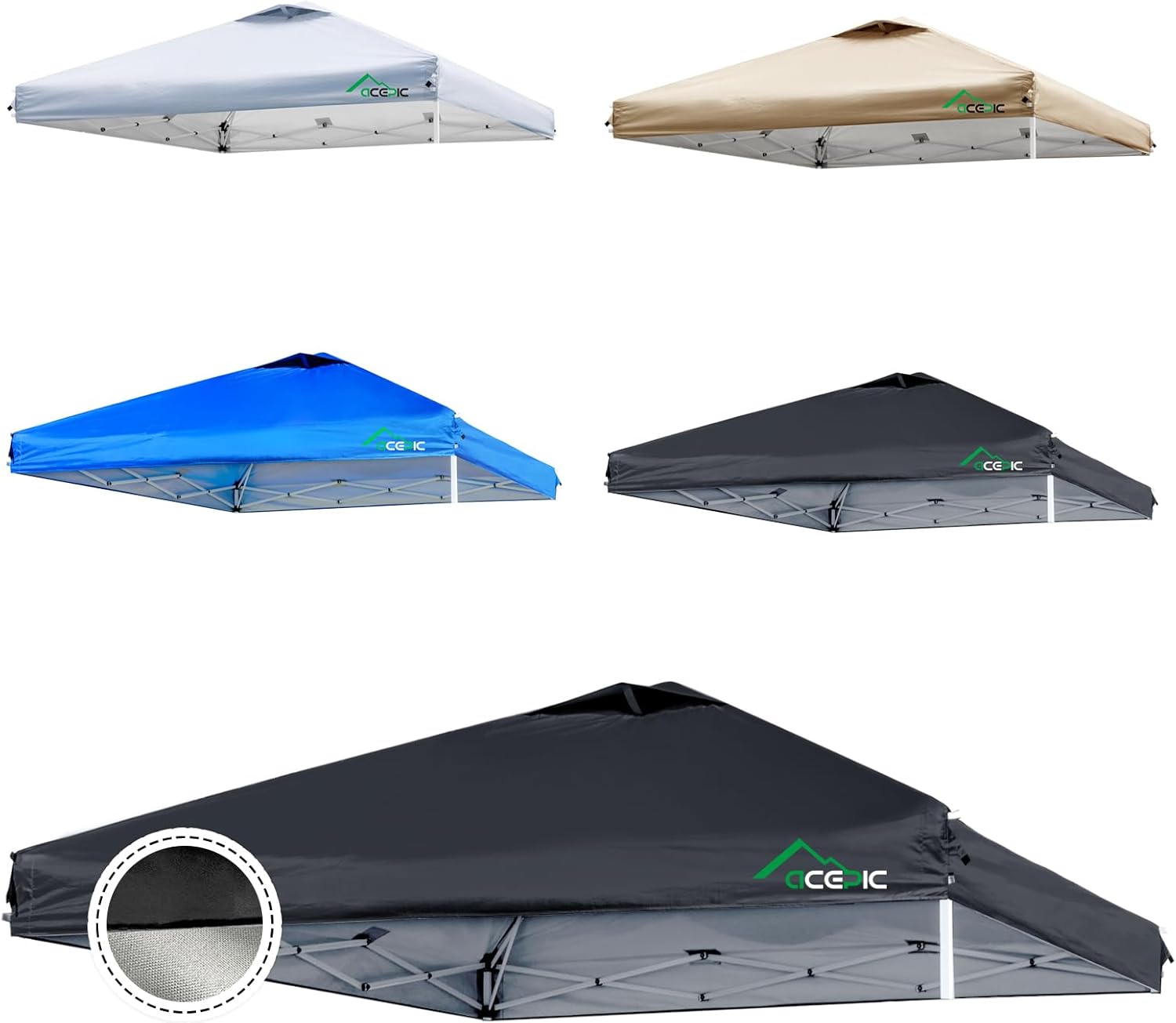 10x10 Canopy Replacement Top, Ez Up Canopy Tent Top Cover with Air Vent and Adjustable Elastic Strap,UV Waterproof for Outdoor Garden Patio Pavilion Sun Shade(Top Sidewall Only)