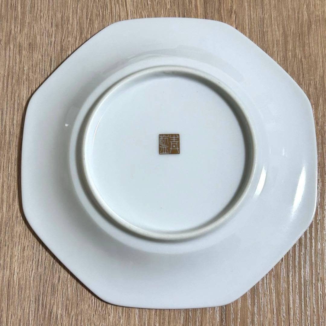 元箱 有田焼 青藍窯 古伊万里紋 金蘭手 金彩 八角皿 5枚