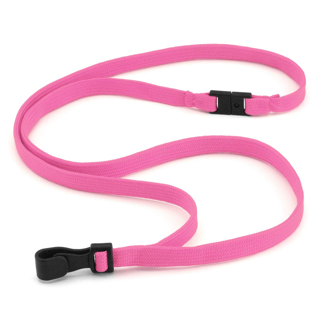 Pack of 100 Pink Breakaway Lanyards with Plastic J-Hook Clips Plain Coloured - By LanyardsTomorrow Neck Strap For Key Name Tag Badge Pass Card Holders Bulk Lanyard ID Supplies