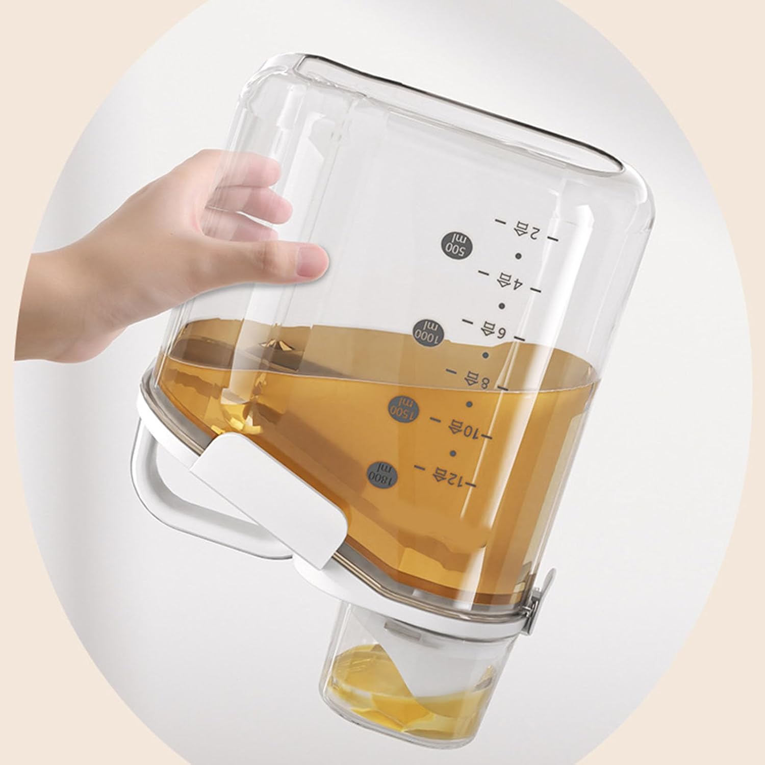 Jeanoko Grain Storage Box, Sealed Transparent Handheld with Measuring Cup Food Grade, Grain Storage Box, for Kitchen Storage, White, 2000ml image 4