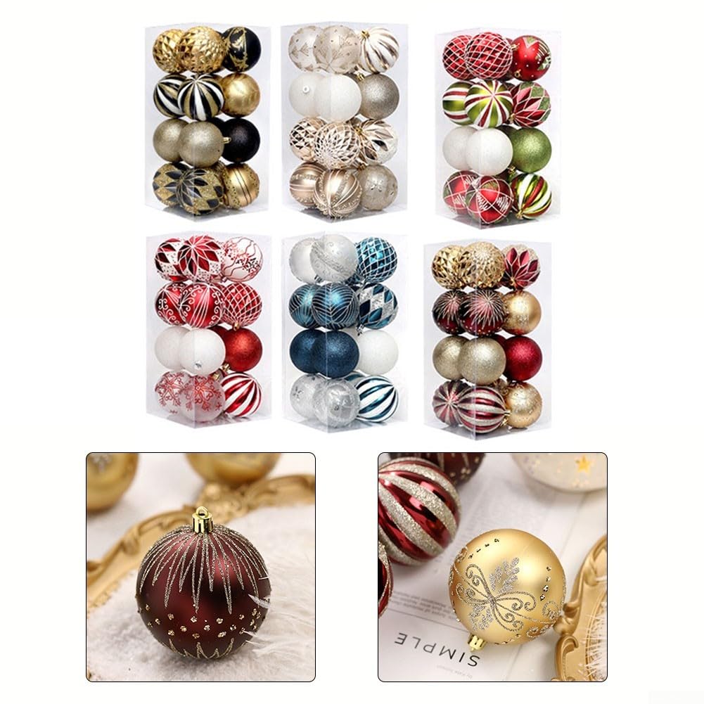 Palline Natale 16pz 8cm Decorazioni Shatterproof Palline Natale(Blue White)