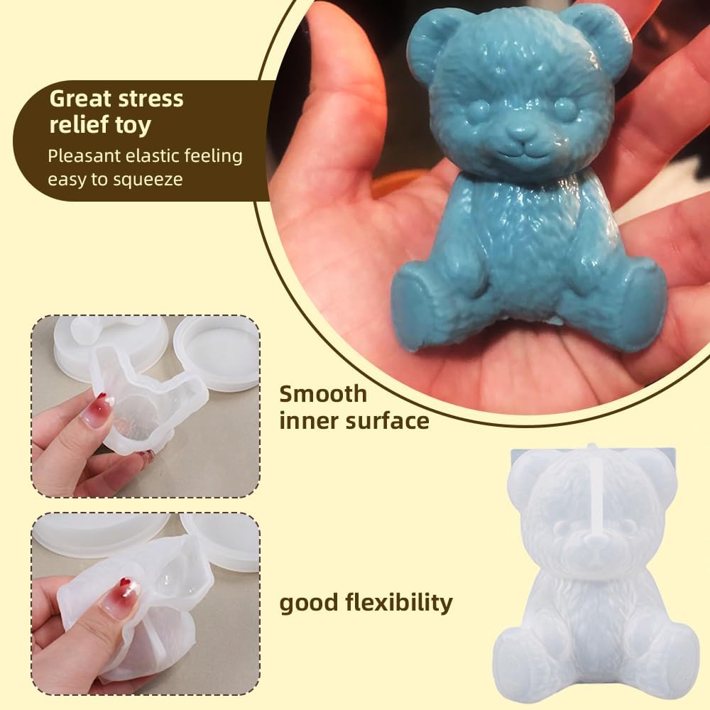 2 Pcs Squishy Resin Molds | Cute Furry Textured Animal Silicone Molds Perfect for Crafting Cute Squishies, Ice Cubes, Candles and Soaps