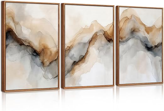 Celestdeco Modern Abstract Watercolor Texture Framed Canvas Wall Art 30x40cm