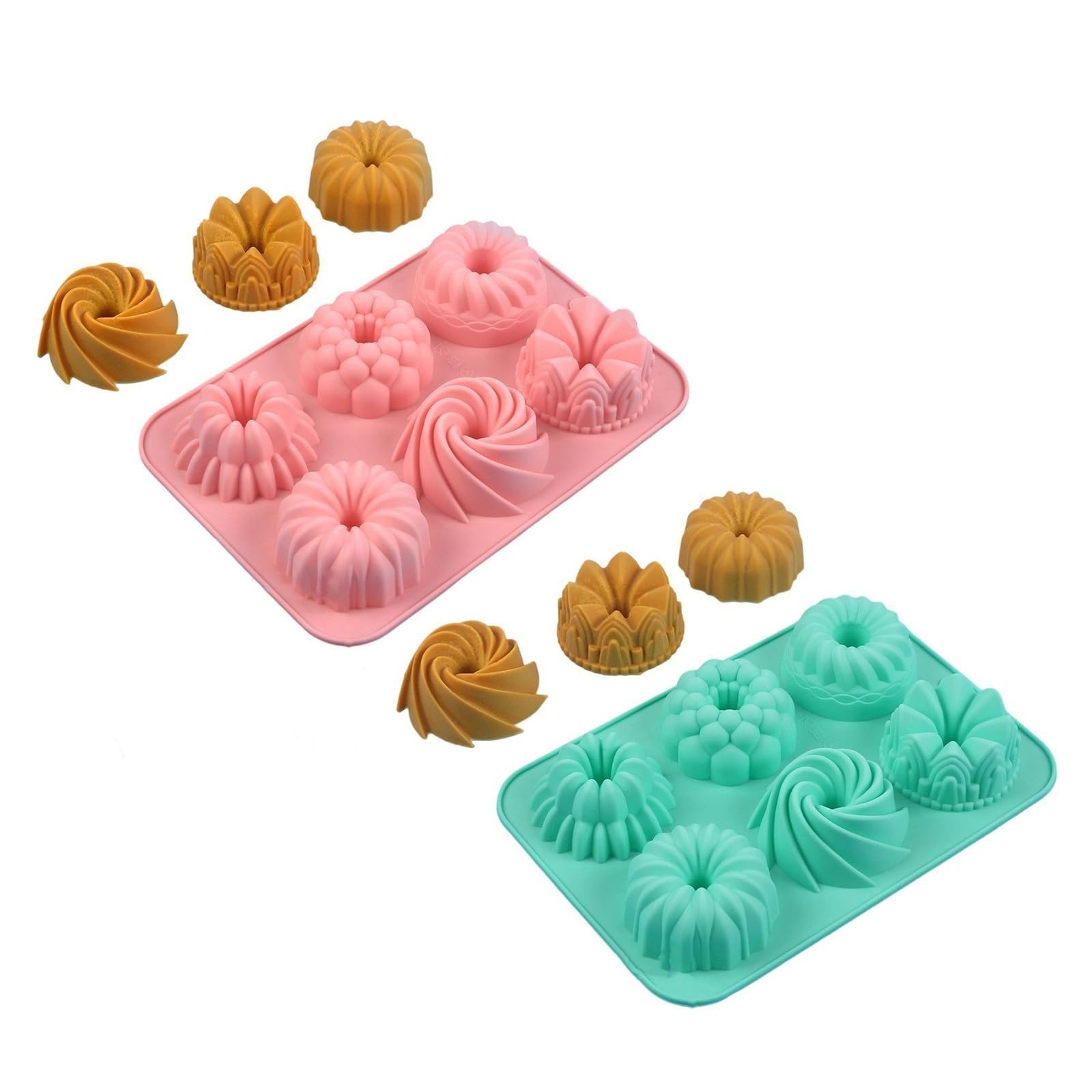 Xjdzineq Multi-Design Silicone Cake Molds, Nonstick Flexible Bakeware for & Easy Flexible Baking Molds