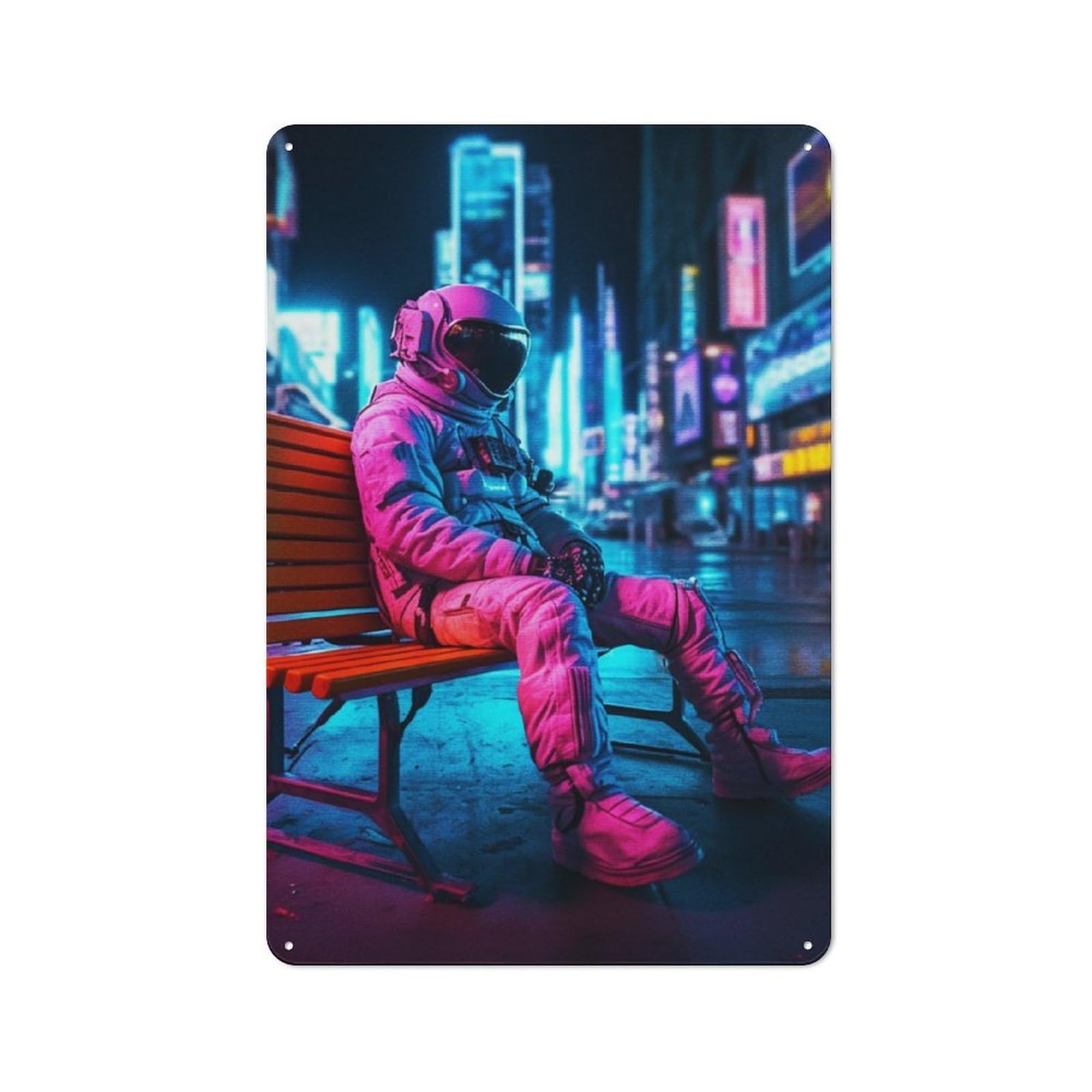 Junmoney Astronaut Sitting Metal Wall Sign 30X20cm Featuring For Garage Or Workshop, For Garage, Workshop And Man Cave Decoration