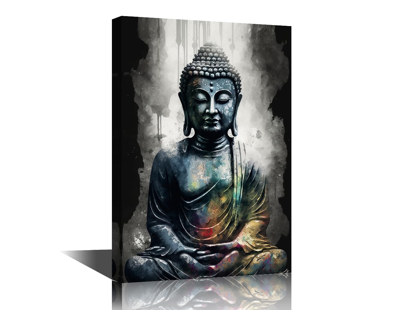 TISHIRON Buddha Picture for Bedroom Buddhism Sitting Zen Wall Decor for Living Room Wall Posters for Room Office Buda Sculpture Canvas Prints Wall Art House Decoration 24" Wx36 Hx1 Panel