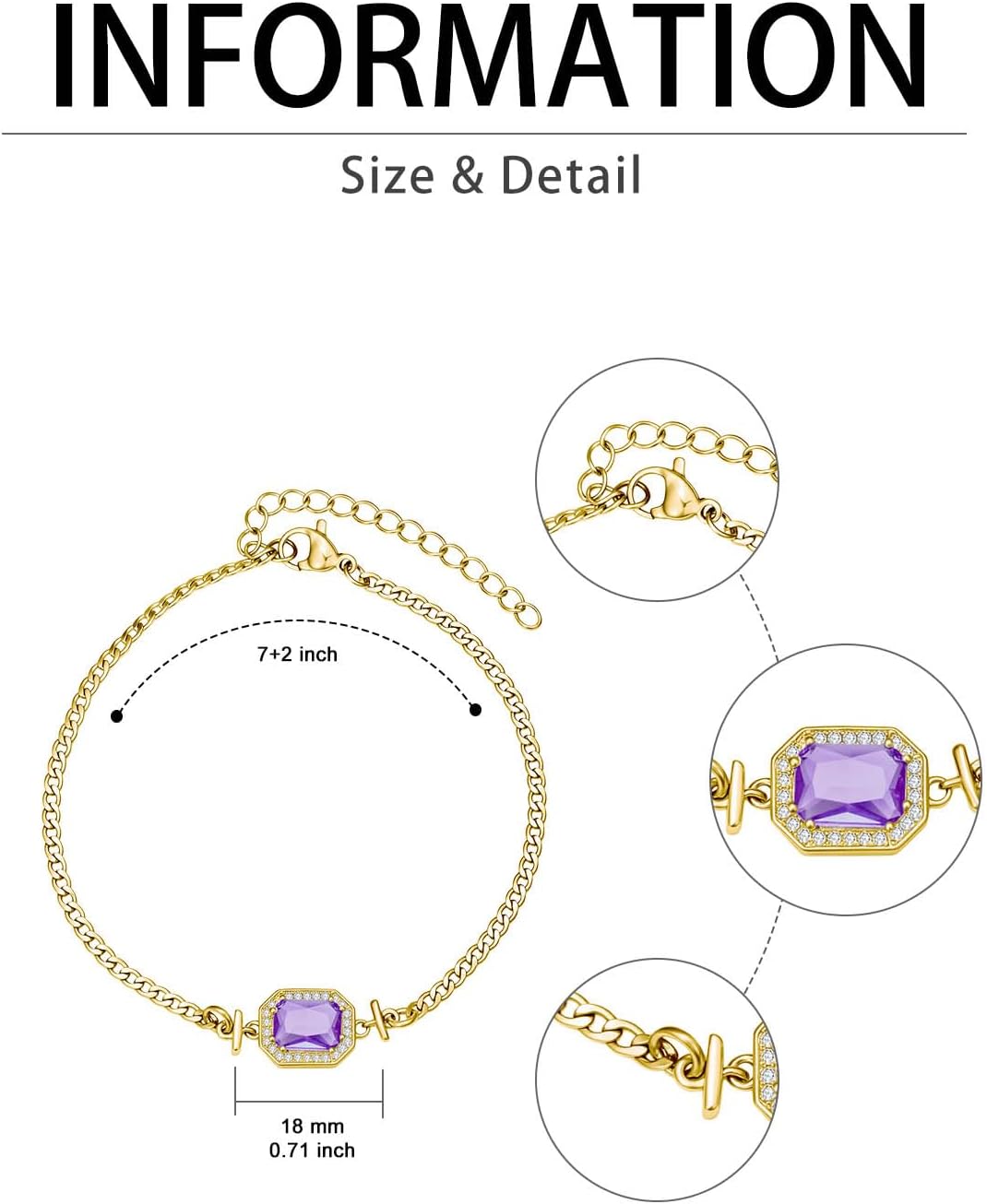 Mothers Day Gifts for Women Dainty 18k White/Yellow Gold Stand Birthstone Bracelet Birthstone Jewelry Valentine Birthday Day Gifts for Women Her Mother Girlfriend Sister