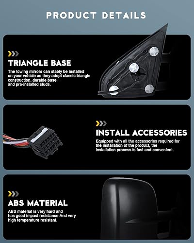 Vista 33 de OCPTY Espejos de remolque con calefacción, retrovisores laterales izquierdo y derecho compatibles con 2007-2013 para Chevy Avalanche 1500 Suburban