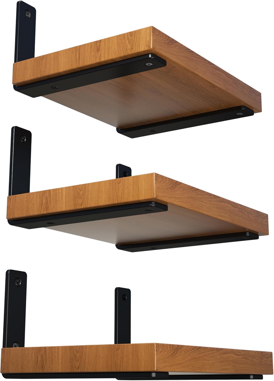 6-Pack 10 Inch Heavy Duty Shelf Brackets, Premium Floating L Bracket for Wall, Kitchen, Mantel Shelves Support | Quarter Inch (1/4") Thick | Black Powder Coated Steel