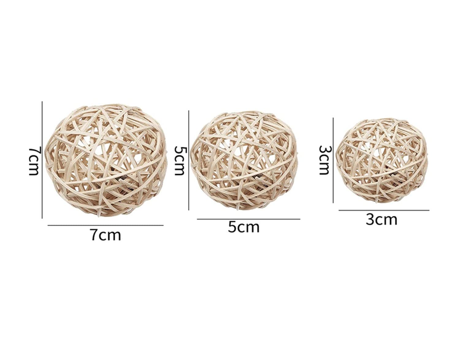 LATRAT 18 bolas decorativas de ratán, bolas decorativas de mimbre, bolas de ratán, bolas de boda, decoración de mesa para fiestas, aromaterapia, aromatizantes, conejos, pájaros, loros, juguetes para