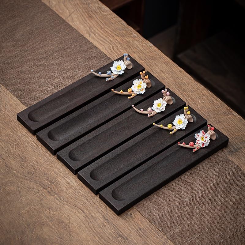 thalo Insence Holder Ceramic Lotus Incense Holder Indoor Simple Lying Incense Burner Incense Seat Tea Table Zen Decoration Incense Ornaments Incense Burner Holder(E)