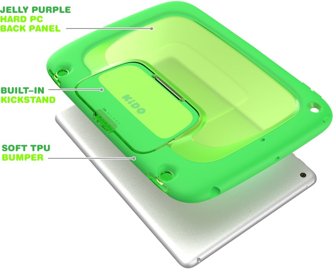 New iPad 9.7 2018/2017 Case for kids, Mumba iPad 9.7 Inch Protective Case for Apple iPad 5th/6th Generation [Kido Series] [Kickstand] [Shoulder Strap](Green)
