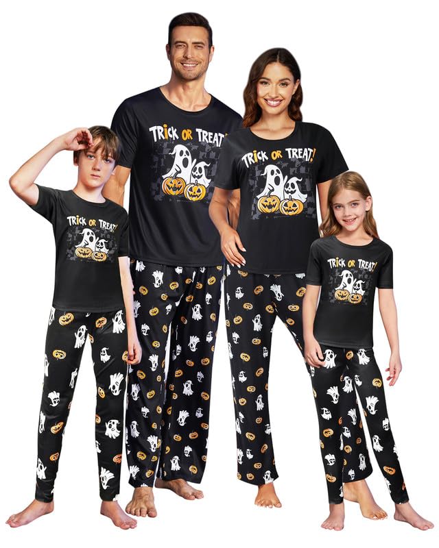 MyFav Matching Pajamas for Family Halloween Short Sleeve Long Pant Sleepwear Holiday Pajamas for Family