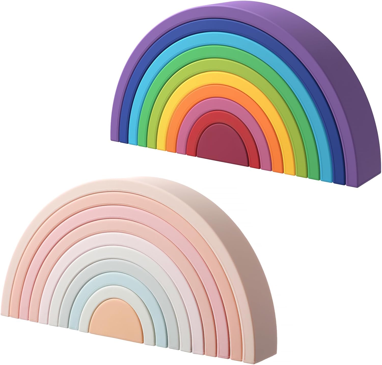 MCGMITT Purple 10 Layers Rainbow Stacking Toy Bundled with Pink 10 Layers Rainbow Stacker