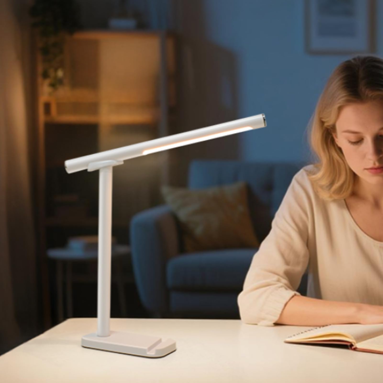 Schreibtischlampe mit Touch-Steuerung, augenschonendes dimmbares LED-Licht zum Lesen, Studieren, Büro, Schlafzimmer, Schreiben und Schminktisch – perfekt für Zuhause und Schule