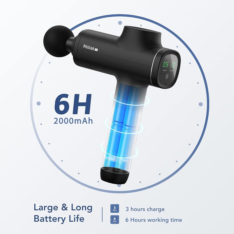 Mebak 5 Masszázspisztoly - 2700 RPM Izomfeszülés Oldó Készülék 6 Fejjel, 5 Sebességgel, Hordtáskával, 2000 mAh Akkumulátorral
AI: Mebak 5 M