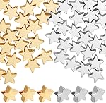 PH PandaHall 2 Couleurs 18K Perles étoilées plaquées or 100pcs Perles d'étoiles à clin d'œil 6mm Stars Shaped Craft Perles Golden Silver Bracelet Perles pour la fabrication de bijoux Colliers d'oreille