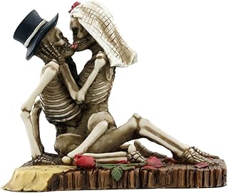 SUMMIT COLLECTION Love Never Dies Wedding Skeleton Couple Kissing Figuri...