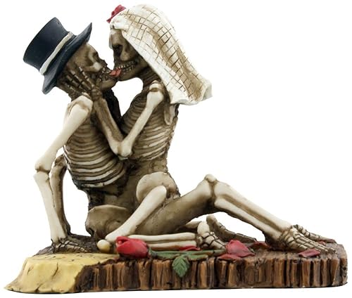 SUMMIT COLLECTION Love Never Dies Wedding Skeleton Couple Kissing Figurine