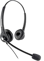Vista 1 de Auriculares de centro de llamadas de oficina con cable de doble oreja con micrófono con cancelación de ruido, cable de desconexión rápida RJ9 de 4
