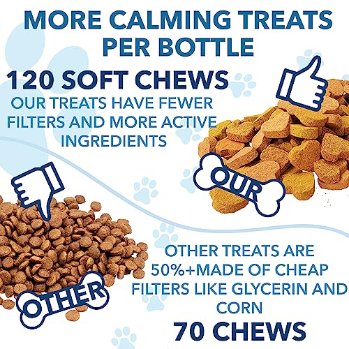 Image of Hemp Calming Chews for Dogs with Anxiety and Stress - Anxiety Relief Chews for Storms, Fireworks, Thunder, Barking, Separation - Valerian, L-Tryptophan, Hemp Oil - Peking Duck- 120 Dog Calming Treats