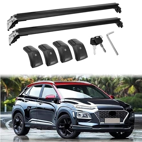 MotorFansClub Cross Bars Fit for Hyundai KONA 2018 2019 2020 2021 2022 2023 Lockable Baggage Luggage Racks Roof Racks Rail Cross Bars (2 PCS)