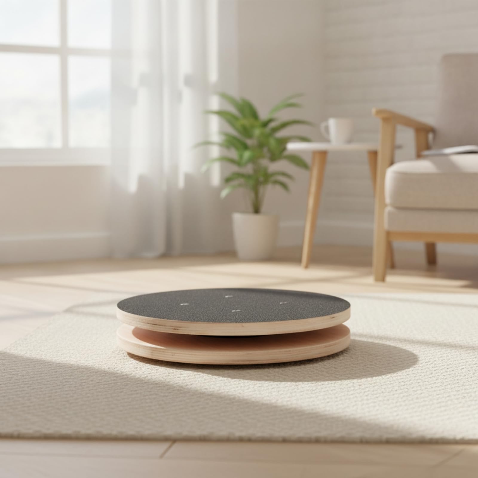 Harilla Balance Board Stabile Attrezzo Fitness Basso Profilo, Disco Rotante per Torsioni, Antiscivolo, Pedana Rotante in Legno, Palestra